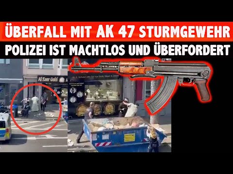 AK 47 robbery escalates completely. Police are helpless and just stand by. Germany is done!