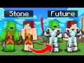 JJ And Mikey From STONE To FUTURE In Minecraft Maizen