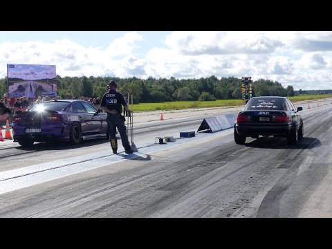 Dodge Charger SRT Hellcat 6.2 vs Audi 80 B4 Quattro 2.2T 20v GTX3584RS 1/4 mile drag race