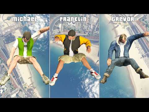 GTA 5 Michael , Trevor and Franklin Falling from the Sky!