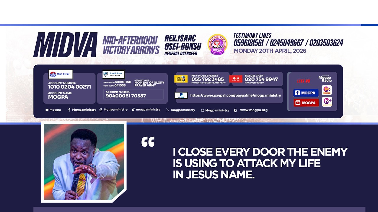 RESISTING THE ENEMY AT YOUR GATE || MIDVA WITH REV O B || 20 - 04 - 2026