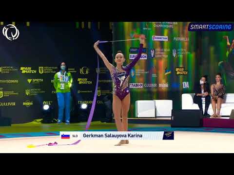Karina Gerkman Salauyova SLO Ribbon - European Championships 2020 Kiev