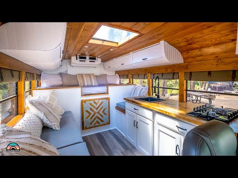 Cleverly Designed Short Bus Camper - Self Built tiny home