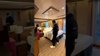 Cruise room tour!!🛳️✨ #carnivalspirit #carnivalcruise #cruise #roomtour #fyp