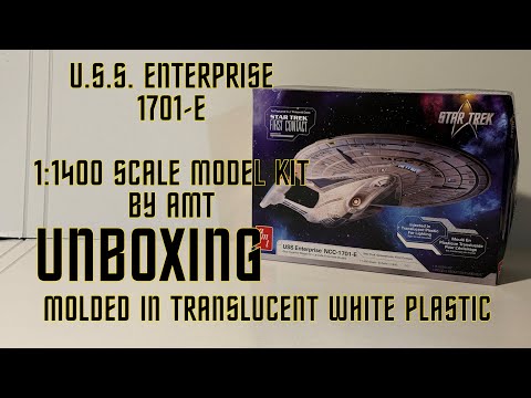 USS ENTERPRISE 1701-E 2026 Boxing, molded in translucent white unboxing video.