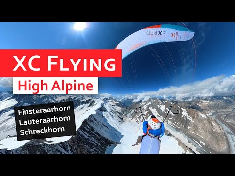 XC Paragliding  | Flug über die 4000er im Wallis & Berner Oberland  |  Finsteraarhorn, Schreckhorn
