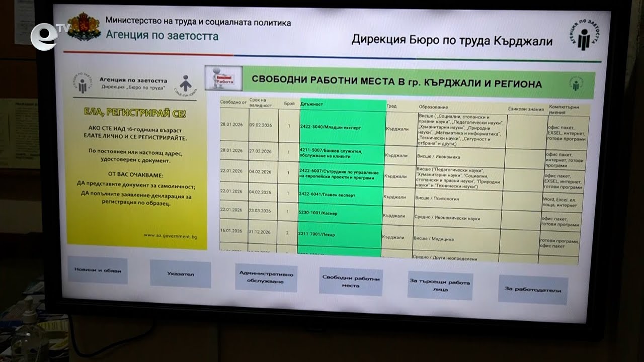 53% от регистрираните безработни в област Кърджали са на възраст над 50 години