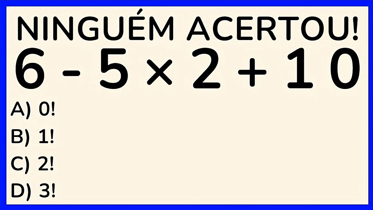 🔥5 QUESTÕES DE MATEMÁTICA PARA DESTRAVAR SEU CÉREBRO🧠 NÍVEL 1