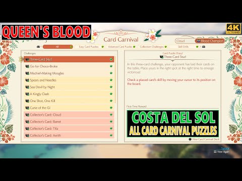Final Fantasy VII Rebirth 4k - Queen's blood - All costa del sol card carnival puzzles guide