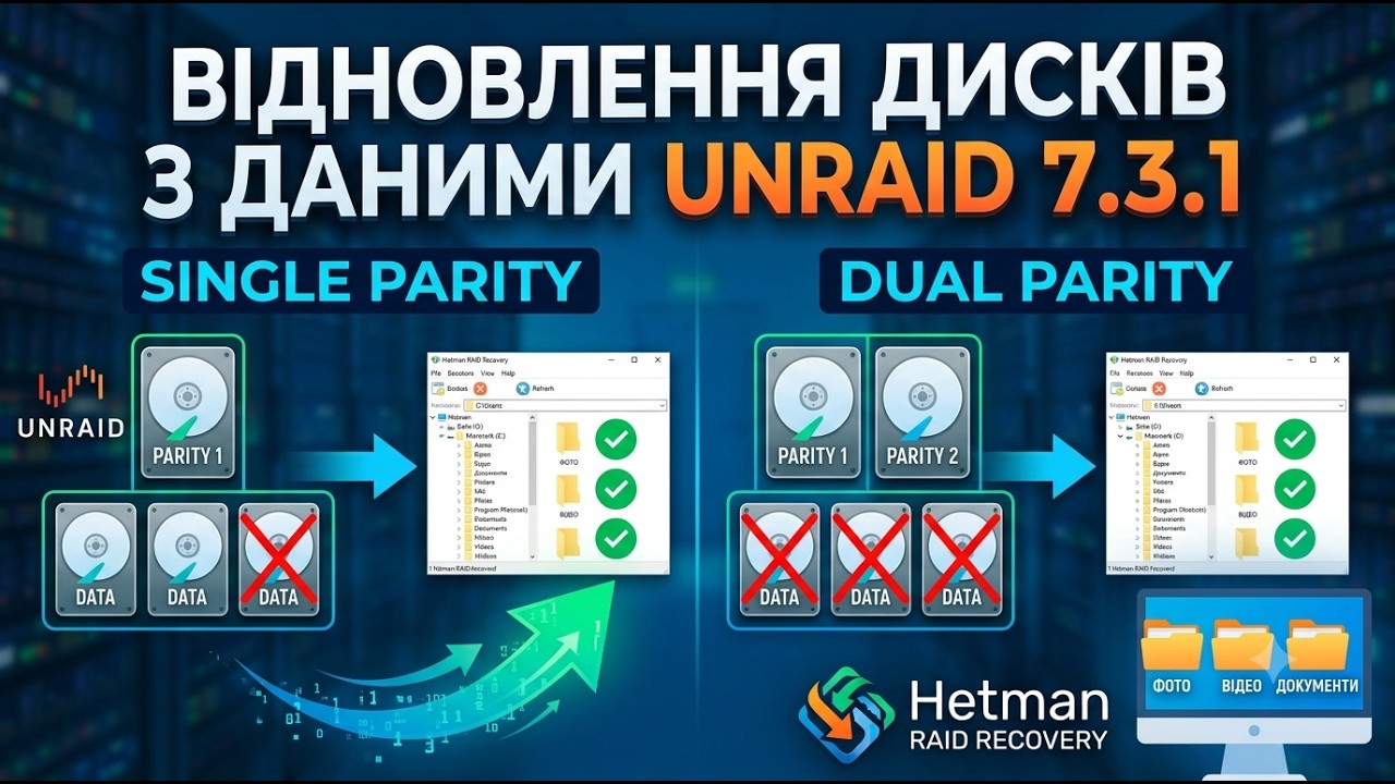 Як відновити дані з Unraid 7.3.1 | Single та Dual Parity Як відновити дані з Unraid 7.3.1 | Single та Dual Parity