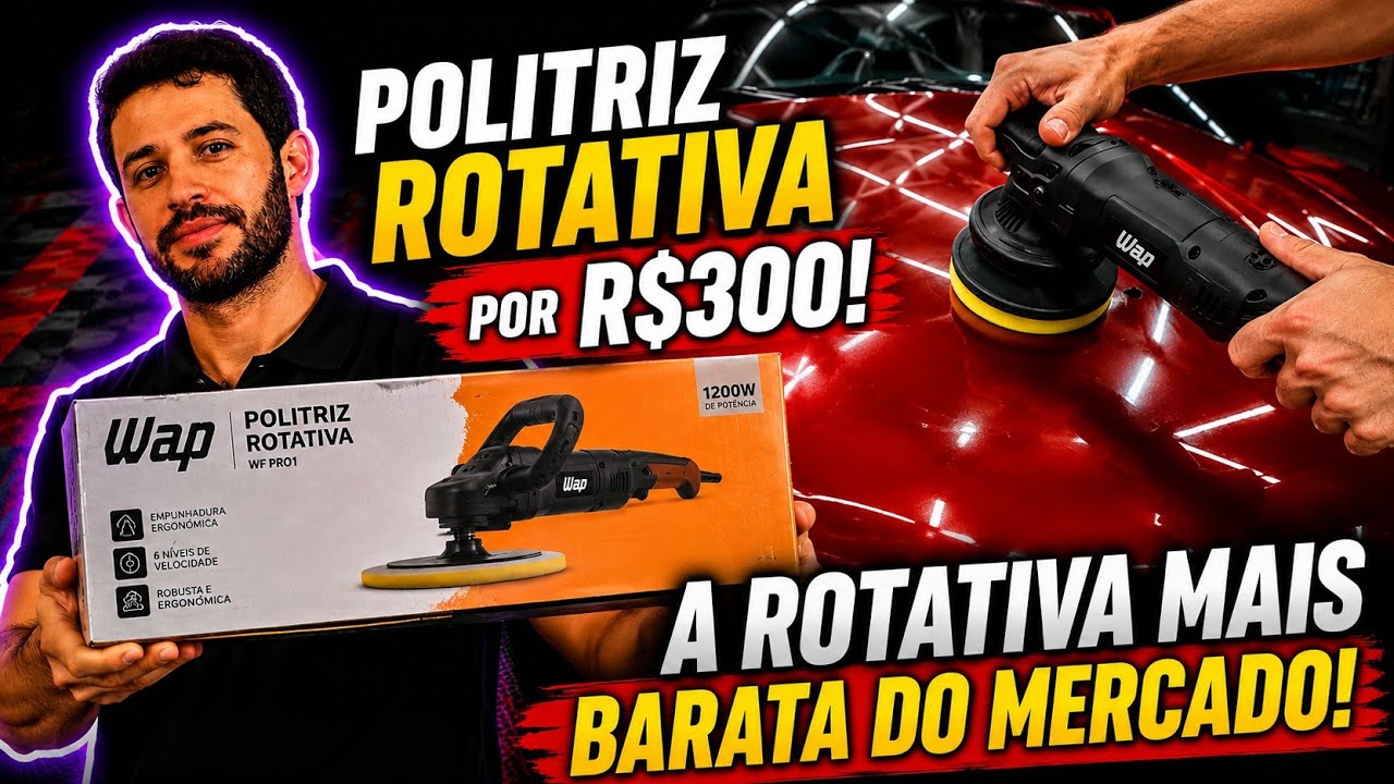 Miniatura da avaliação em vídeo de Politriz Rotativa WAP WF PR01 1200W 7" 127V