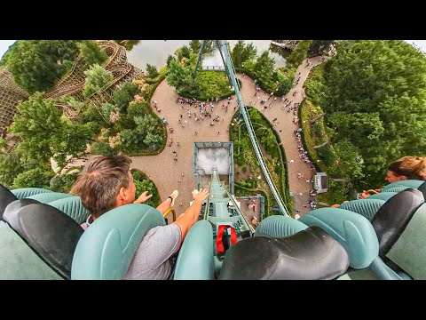Baron 1898 Dive Coaster - Efteling - Onride - 4K - Wide Angle