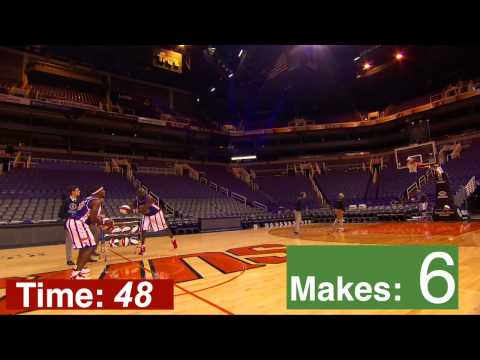 The most basketball underhanded half-court shots in one minute- Guinness World Records