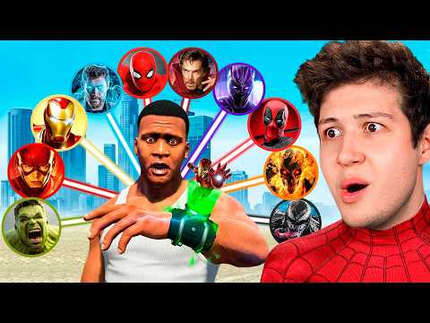 Me CONVIERTO en TODOS los SUPERHÉROES en GTA 5! 🦸‍♂️🕷️ (Película)