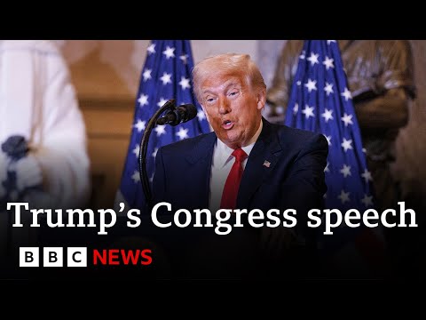 Video | LIVE: President Trump addresses Congress after pausing Ukraine aid and imposing tariffs | BBC News
