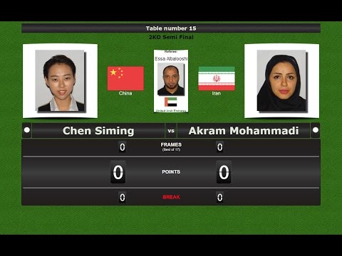 Pool 9 ball Ladies  1/2 Final : Chen Siming vs Akram Mohammadi