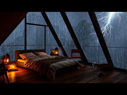 Rain Sounds For Sleeping - 99% fall Asleep instantly with the Sound of Heavy Rain and Thunder