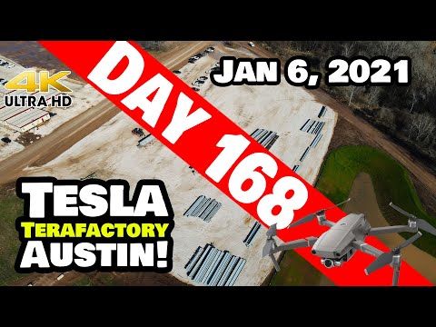 Tesla Gigafactory Austin 4K  Day 168 - 1/6/21 - Terafactory - MORE STEEL STRUCTURES & GIGA PRESSES!