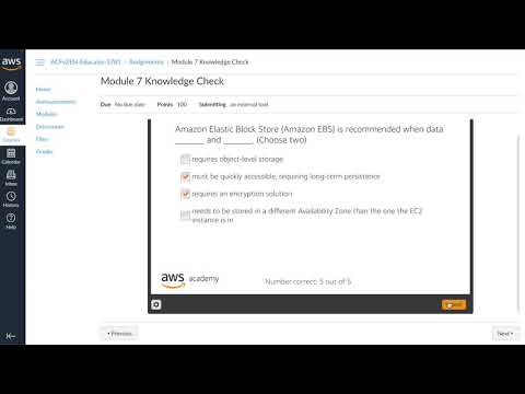AWS Academy Cloud Foundation - Module 7 Knowledge Check - 2022 Version