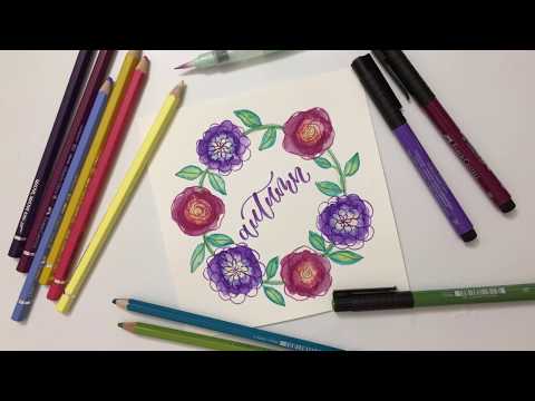 Floral Wreath using Albrecht Dürer® Watercolor Pencils and Pitt Artist Pens®