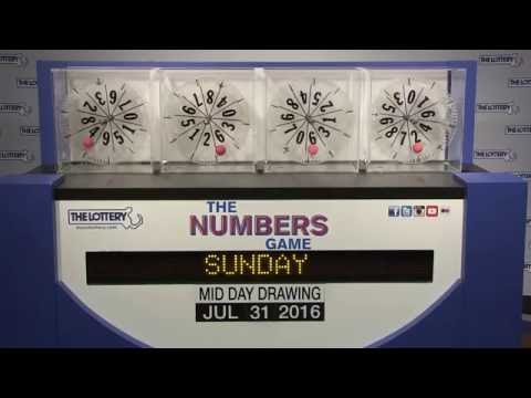 Midday Numbers Game Drawing: Sunday, July 31, 2016