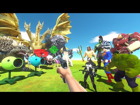 FPS Avatar Rescues Marvel Superheroes and Fights King Ghidorah - Animal Revolt Battle Simulator