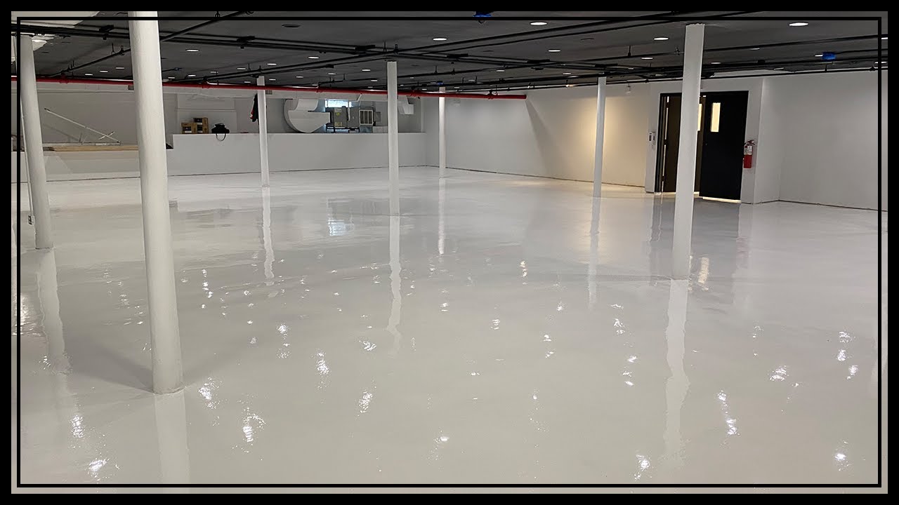 Solid White Epoxy Basement. DIY