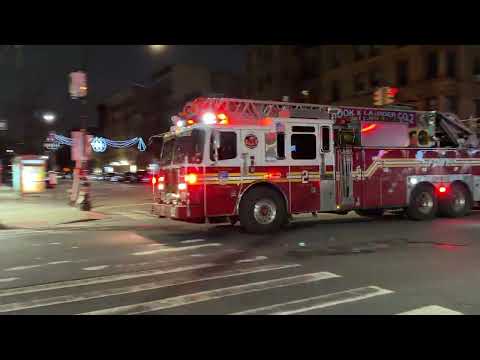 FDNY ENGINE 74, FDNY BATTALION 9 CHIEF & FDNY LADDER 2 RESPONDING IN THE EAST HARLEM, MANHATTAN, NYC
