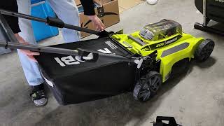 HOW TO ATTACH GRASS CATCHER BAG (BAGGER) TO A RYOBI 40V ELECTRIC MOWER