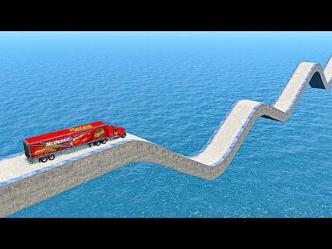 Impossible Wave Bridge Crossing Cars Vs Deep Water - BeamNG.Drive