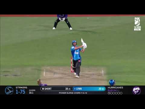 Chris Lynn hits Nathan Ellis on the hill at Blundstone