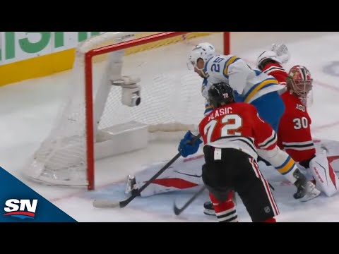 Blackhawks' Spencer Knight Stuns Blues' Jordan Kyrou With Sprawling Toe Save