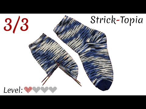 Einfache Socken / Herrensocken stricken leicht gemacht - Video 3/3 - Der Fuß und Spitze