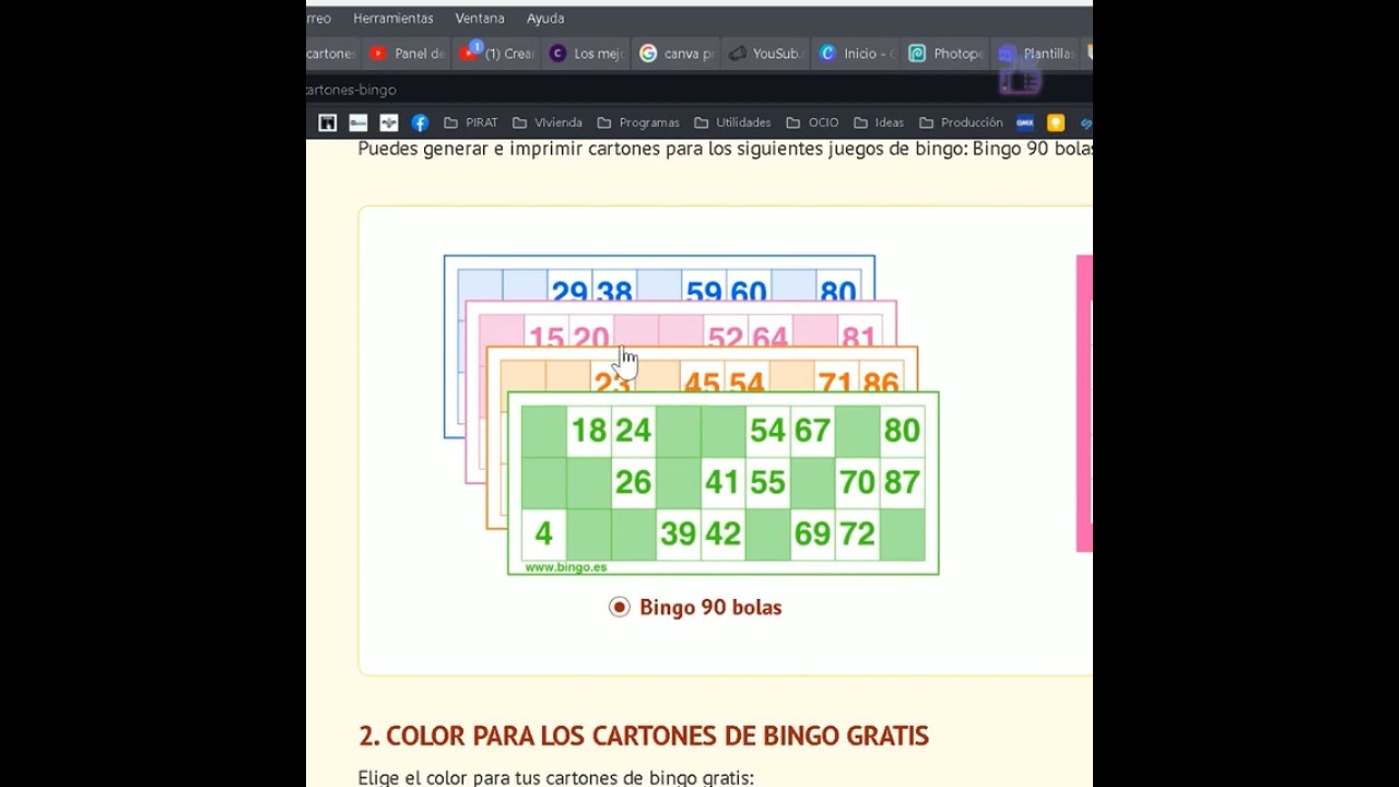 #Cartones para #bingo online gratis en pdf (75 o 90 bolas) ✅👍😀🆓