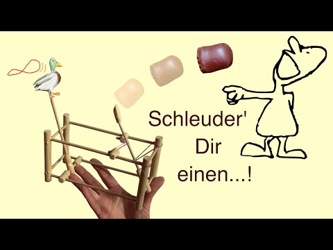 Mikro-Katapult mit einfachen Werkzeugen zum selber bauen, Idee für Kindergeburtstag
