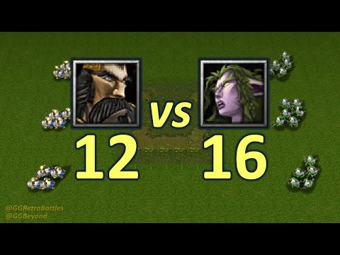 12 Knights vs 16 Dryads - Same Food - WarCraft III Retro Battles
