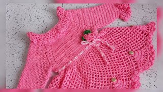 क्रोशिया से बनी सुंदर बेबी फ्राक/Crochet Baby Frock for 2-3 yr(Part 1)