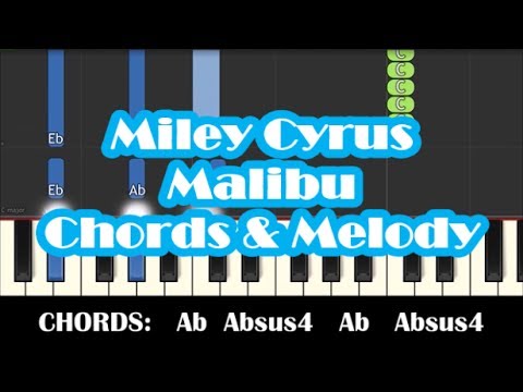 Miley Cyrus - Malibu - Easy Chords & Melody Piano Tutorial - How To Play