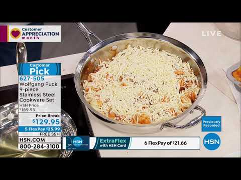 Wolfgang Puck 9piece Stainless Steel TulipShaped Cookwar...