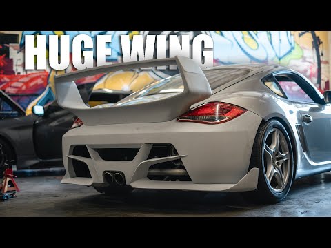 Installing a HUGE Wing on my Porsche!! RWB STYLE! | Karma Cayman ep.2