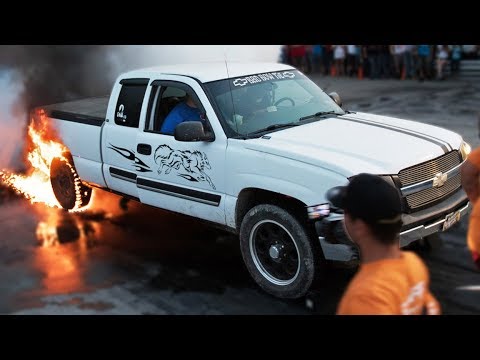 His Truck Burst Into FLAMES - INSANE BURNOUT! Video