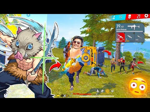 Suar Demon Slayer Bundle First Solo Vs Squad 19Kills 😱 Gameplay in Free Fire - Free Fire Max