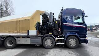 Cami&atilde;o plataforma Scania R580 8x2 Kranbil - 80 t/m Fassi kran m/ jibb og vinsj | Imagem 4 - Autoline
