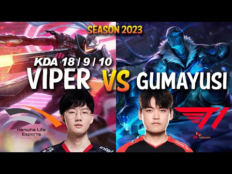 HLE Viper vs T1 Gumayusi - Viper LUCIAN vs VARUS ADC - KR Ranked