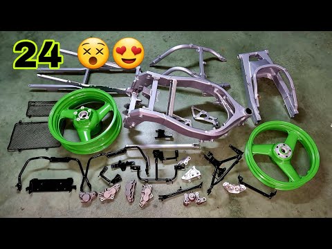 24💚INCREÍBLE! 😵YA ESTÁ CHORREADO Y PINTADO AL HORNO😍 Restauración Moto Kawasaki ZXR 750 H1 de 1989