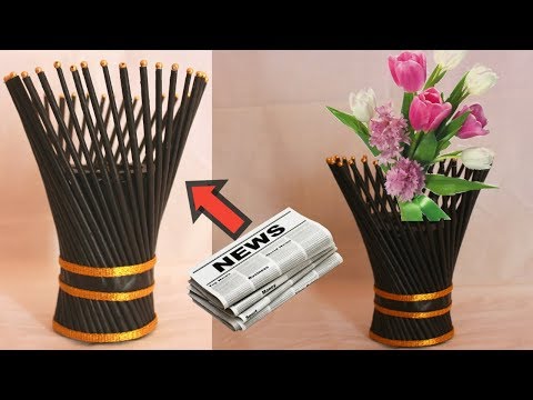 Newspaper Flower Vase | Flower Vase Making | Flower Vase Out Of Waste Newspaper