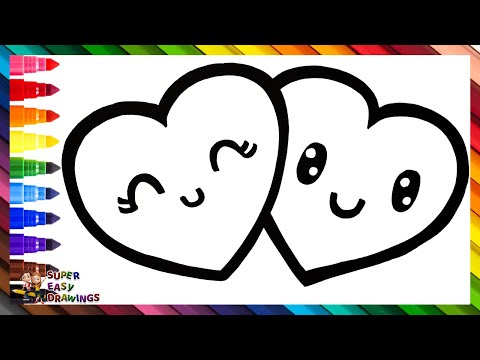 Drawing And Coloring A 2 Hearts In Love 💕🌈 Drawings For Kids