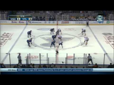 Mike Fisher snap shot goal 3-1 Nashville Predators vs St. Louis Blues 10/3/13 NHL Hockey.