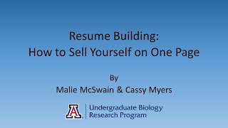 Resume Building: How to Sell Yourself on One Page by Maile McSwain and Cassandra Myers on 7.27.2022