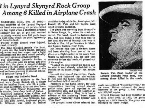 Lynyrd Skynyrd Plane Crash Radio Report 4